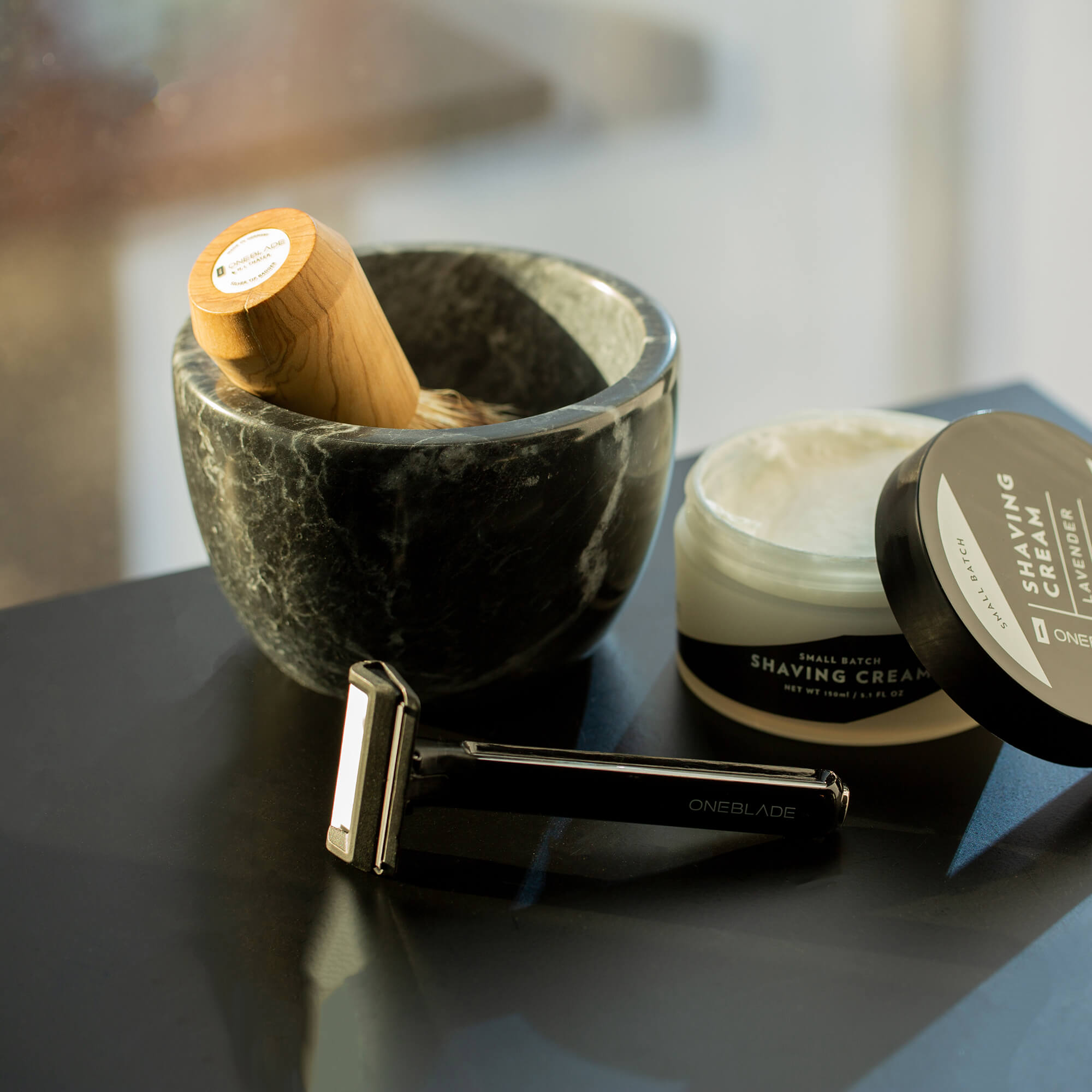 Black Marble Shave Bowl OneBlade Set 6