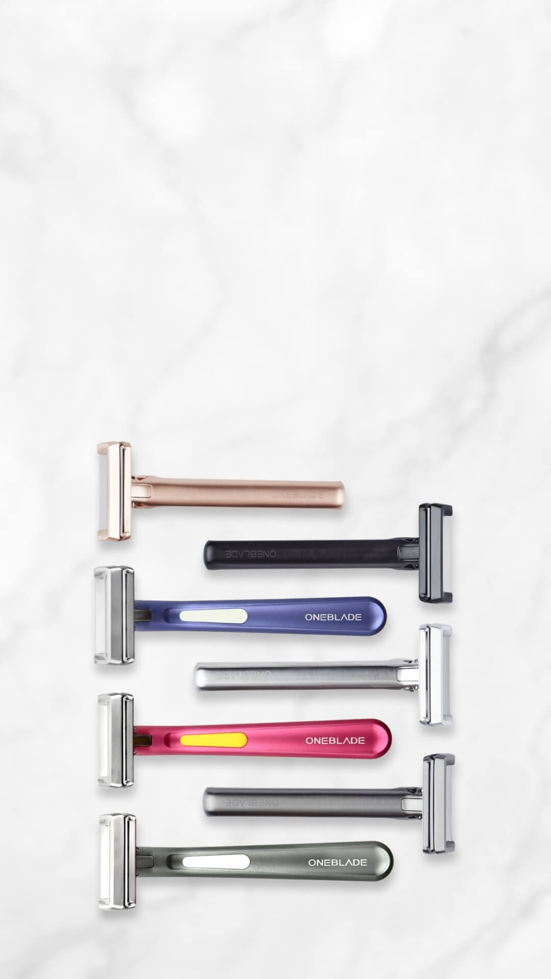 Collection of Single Blade Safety Razors on White marble