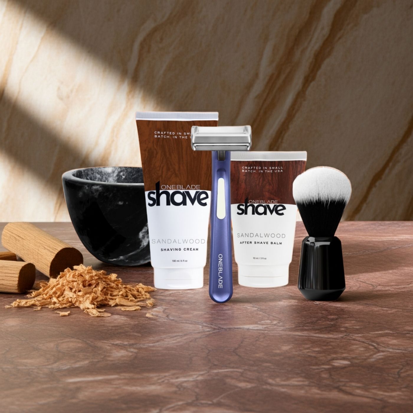 Women's Safety Razor Shaving Kit with Purple Razor and Sandalwood Skincare