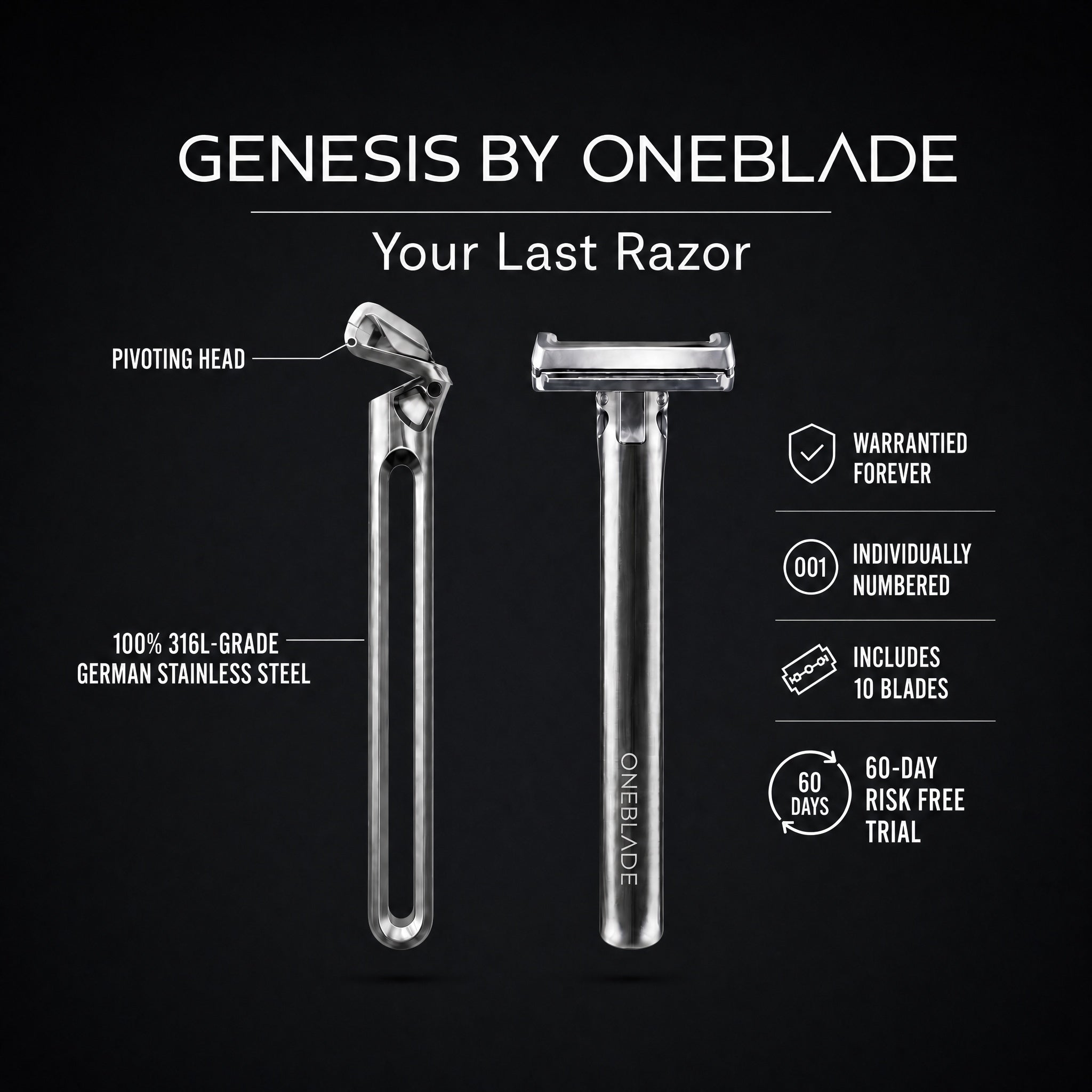 Genesis Single Blade Safety Razor & 10 Feather Blades