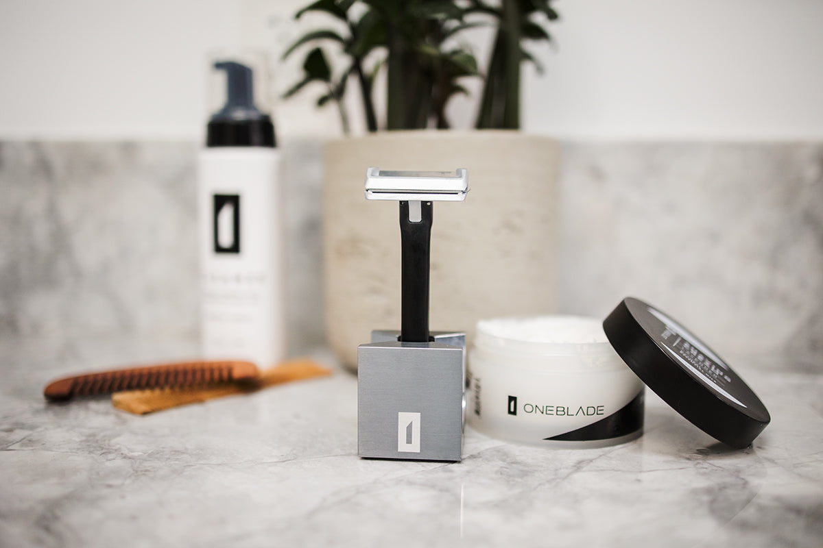 ELEMENT Safety Razor on Display with Shaving Supplies