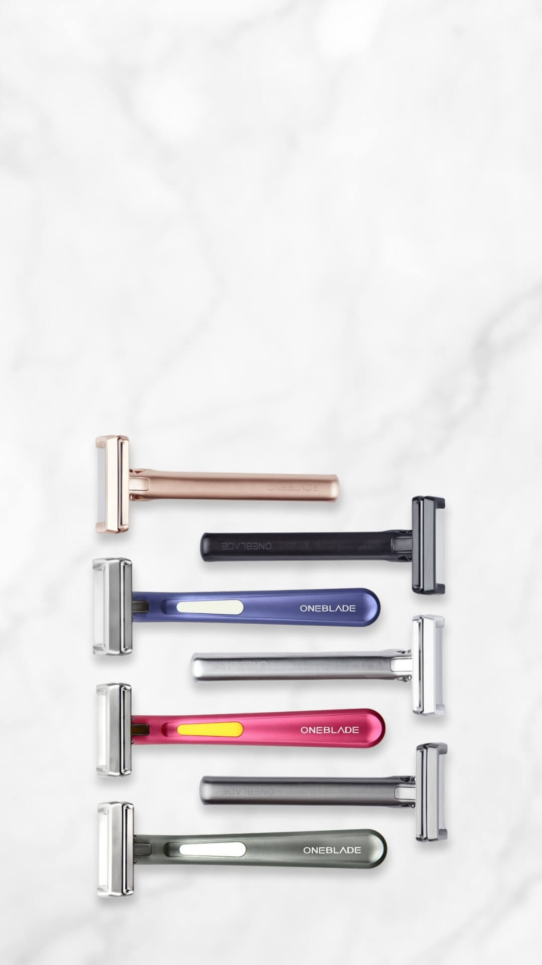 Collection of Single Blade Safety Razors on White marble