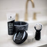shaving bowl kit products displayed on bathroom counter