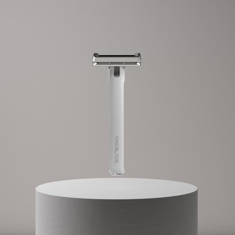 White Hybrid Pivoting Safety Razor in white video spinning